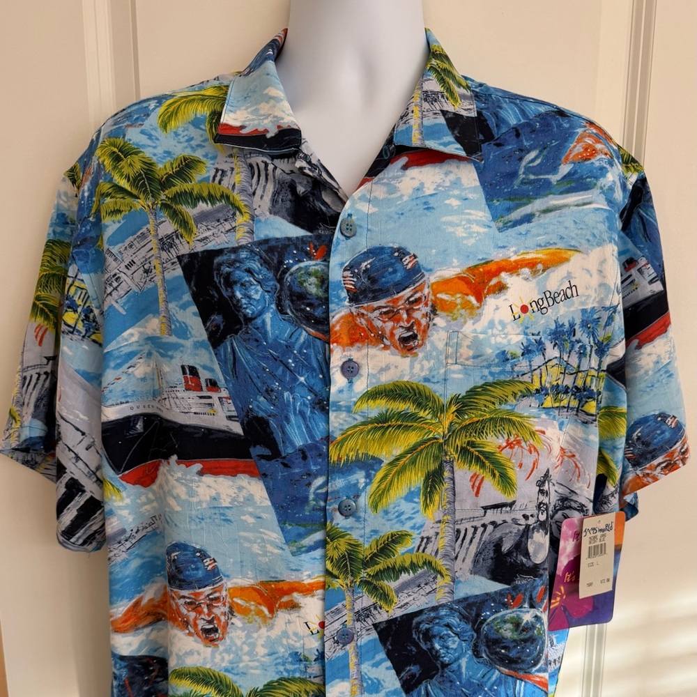 Jams World Hawaiian Aloha Men's Short Sleeve Shirt, L, NWT Rare “Water Aquatics”